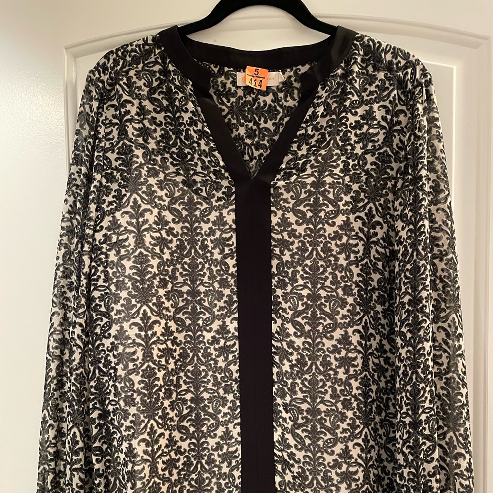 Sheer print Tory Burch top with camisole lining.